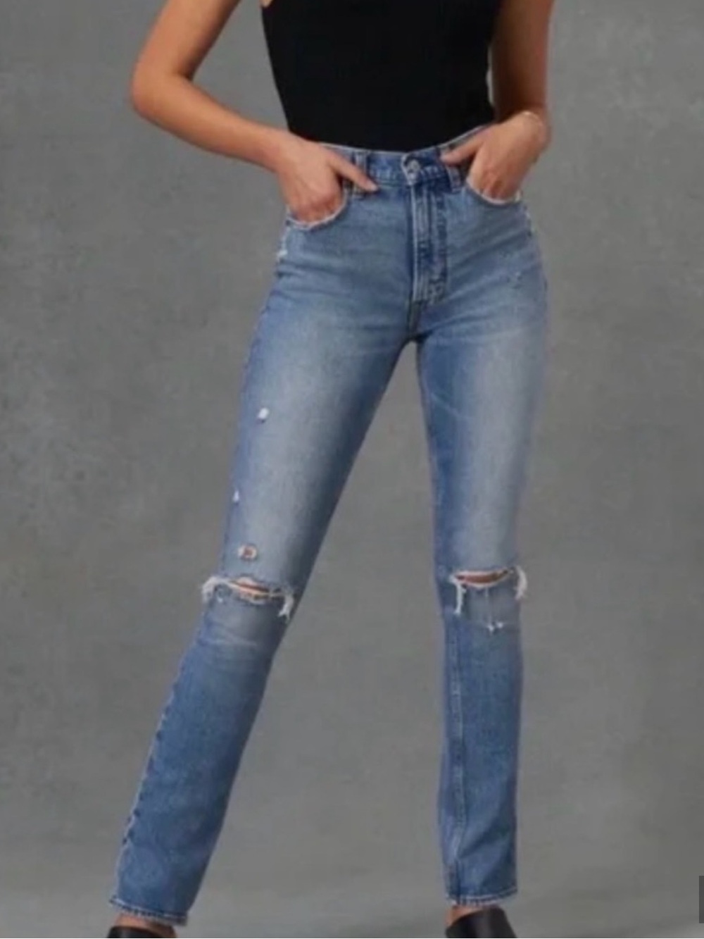 Abercrombie & Fitch 90’s Skinny High-Rise Light Blue Distressed Jeans